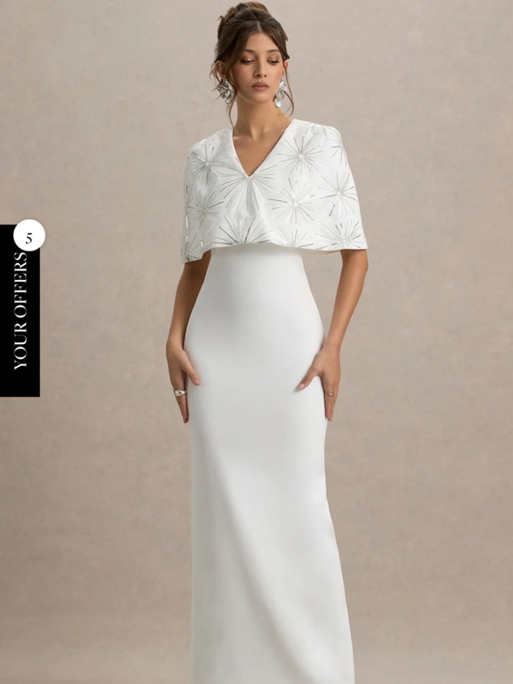 Club L London Agnella White Embellished V-Neck Maxi Dress